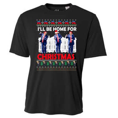 Santa Xmas Pajamas Funny Trump Ill Be Home For Christmas Gift Cooling Performance Crew T-Shirt