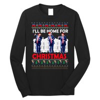 Santa Xmas Pajamas Funny Trump Ill Be Home For Christmas Gift Long Sleeve Shirt