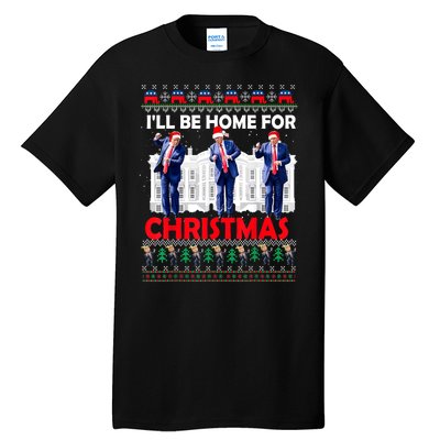 Santa Xmas Pajamas Funny Trump Ill Be Home For Christmas Gift Tall T-Shirt