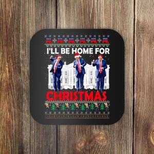 Santa Xmas Pajamas Funny Trump Ill Be Home For Christmas Gift Coaster