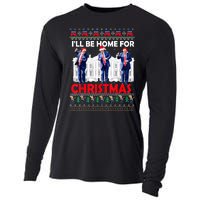 Santa Xmas Pajamas Funny Trump Ill Be Home For Christmas Gift Cooling Performance Long Sleeve Crew