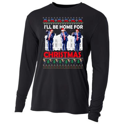 Santa Xmas Pajamas Funny Trump Ill Be Home For Christmas Gift Cooling Performance Long Sleeve Crew