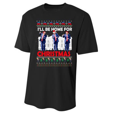 Santa Xmas Pajamas Funny Trump Ill Be Home For Christmas Gift Performance Sprint T-Shirt