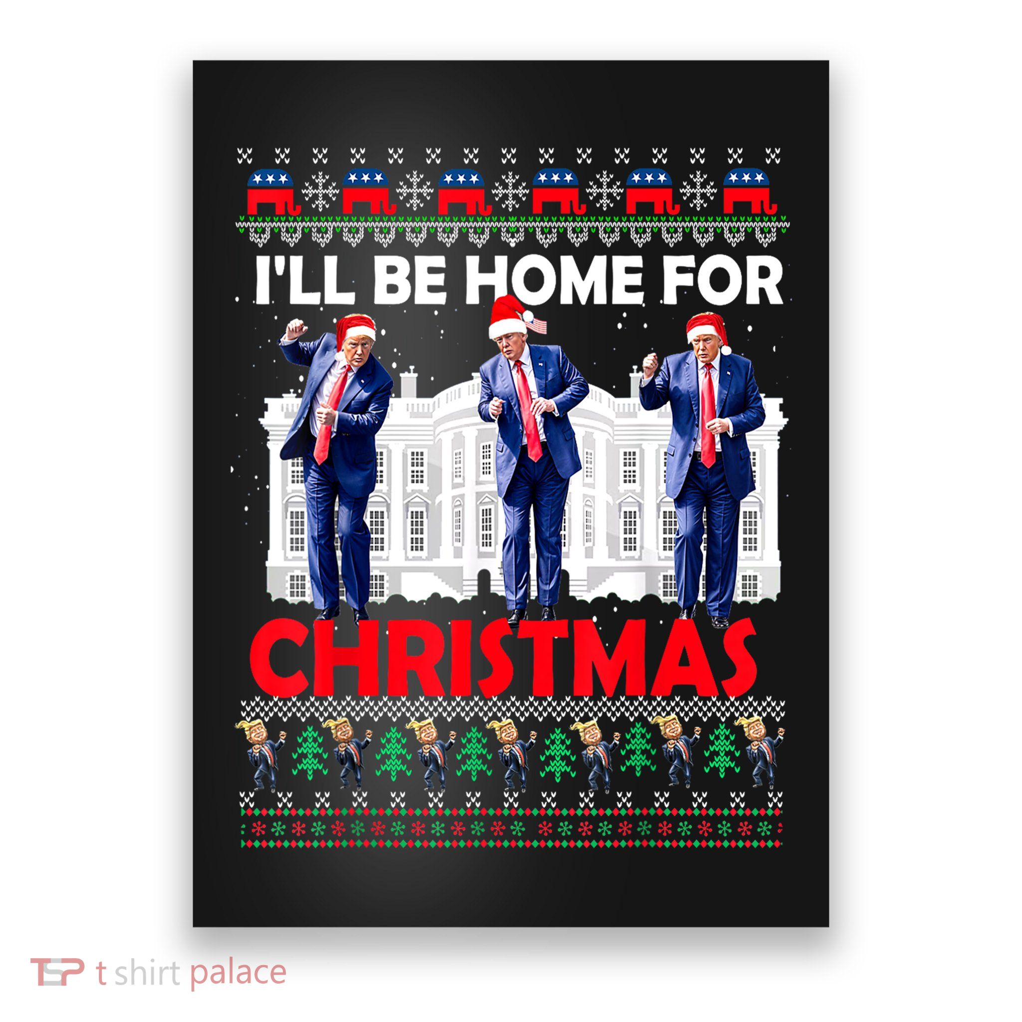 Santa Xmas Pajamas Funny Trump Ill Be Home For Christmas Gift Poster