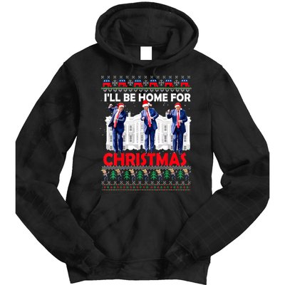 Santa Xmas Pajamas Funny Trump Ill Be Home For Christmas Gift Tie Dye Hoodie