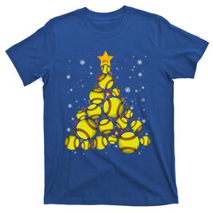 Softball Xmas Tree Lights Santa Softball Lover Christmas Gift T-Shirt