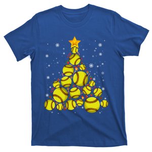 Softball Xmas Tree Lights Santa Softball Lover Christmas Gift T-Shirt