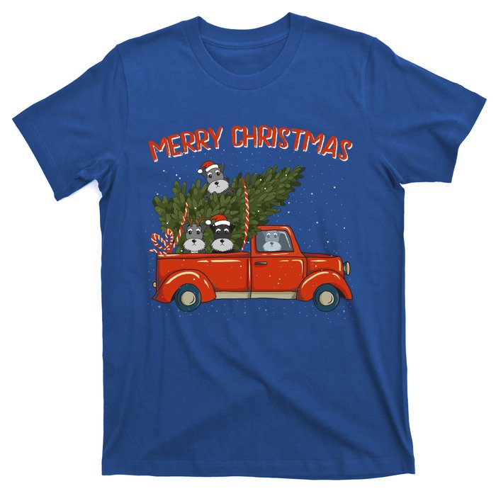 Schnauzer Xmas Vintage Red Pickup Retro Truck Meaningful Gift T-Shirt