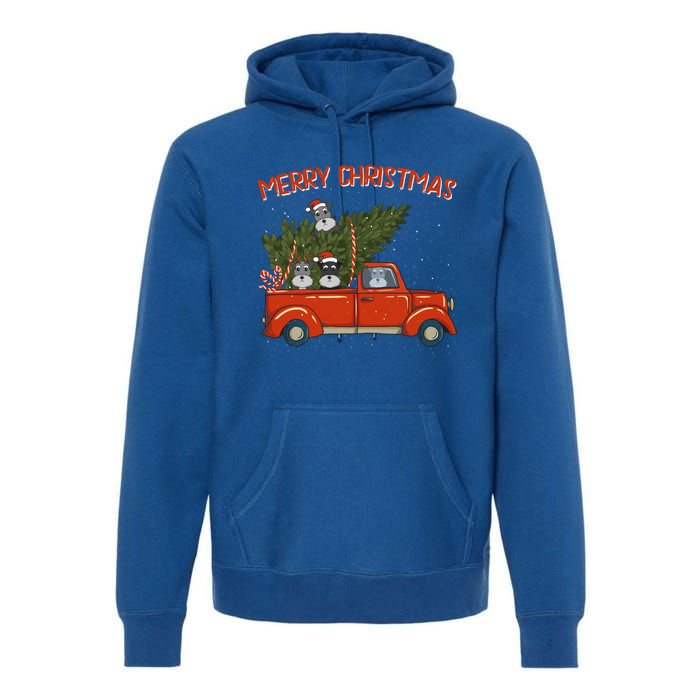 Schnauzer Xmas Vintage Red Pickup Retro Truck Meaningful Gift Premium Hoodie