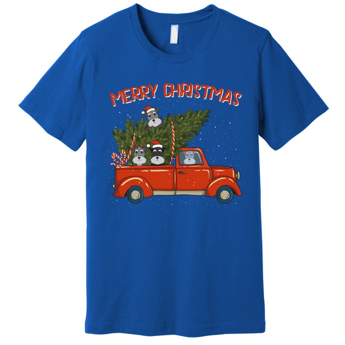 Schnauzer Xmas Vintage Red Pickup Retro Truck Meaningful Gift Premium T-Shirt