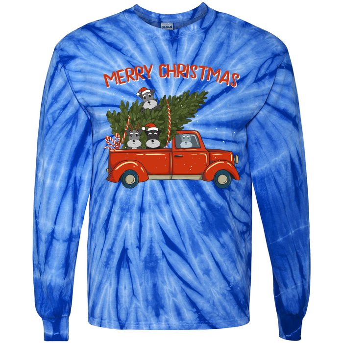 Schnauzer Xmas Vintage Red Pickup Retro Truck Meaningful Gift Tie-Dye Long Sleeve Shirt