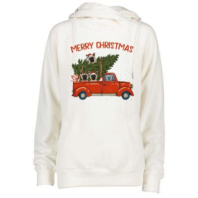 Siamese Xmas Vintage Red Pickup Retro Truck Great Gift Womens Funnel Neck Pullover Hood