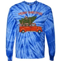 Siberian Xmas Vintage Red Pickup Retro Truck Gift Tie-Dye Long Sleeve Shirt