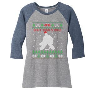 Shut Your 5 Hole Christmas Women's Tri-Blend 3/4-Sleeve Raglan Shirt