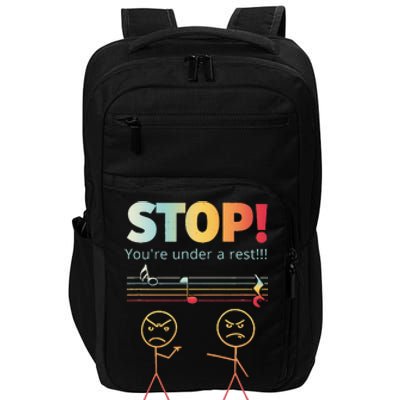 Stop You Are Under A Rest Funny Stickmusic Node Musician Impact Tech Backpack