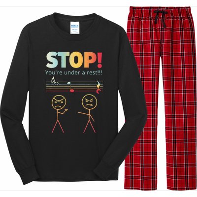 Stop You Are Under A Rest Funny Stickmusic Node Musician Long Sleeve Pajama Set