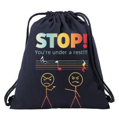 Stop You Are Under A Rest Funny Stickmusic Node Musician Drawstring Bag