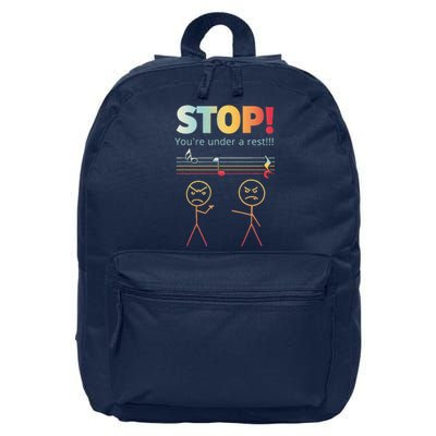 Stop You Are Under A Rest Funny Stickmusic Node Musician 16 in Basic Backpack