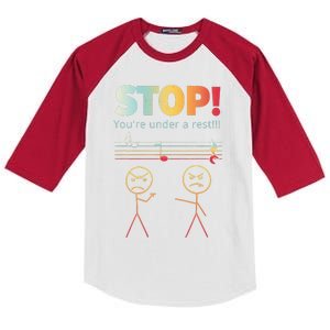 Stop You Are Under A Rest Funny Stickmusic Node Musician Kids Colorblock Raglan Jersey