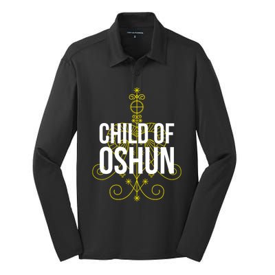 Santeria Yoruba African Goddess Veve Of Oshun Orisha Great Gift Silk Touch Performance Long Sleeve Polo