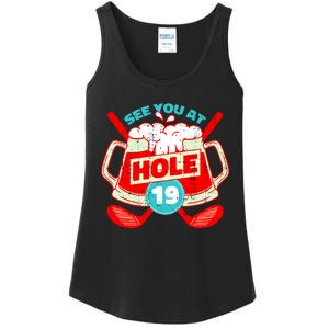 See You At Hole 19 Funny Golfer Golf Golfing Ladies Essential Tank