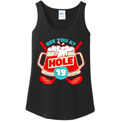 See You At Hole 19 Funny Golfer Golf Golfing Ladies Essential Tank