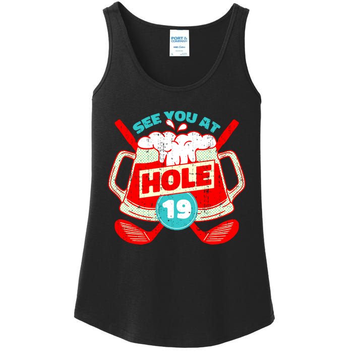 See You At Hole 19 Funny Golfer Golf Golfing Ladies Essential Tank