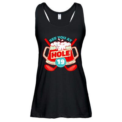 See You At Hole 19 Funny Golfer Golf Golfing Ladies Essential Flowy Tank