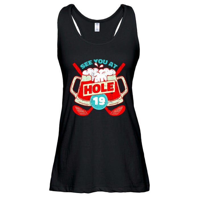 See You At Hole 19 Funny Golfer Golf Golfing Ladies Essential Flowy Tank