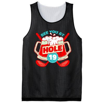 See You At Hole 19 Funny Golfer Golf Golfing Mesh Reversible Basketball Jersey Tank