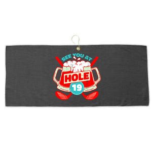 See You At Hole 19 Funny Golfer Golf Golfing Large Microfiber Waffle Golf Towel