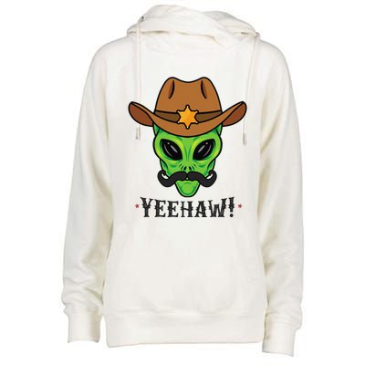 Space Yeehaw Alien Cowboy Halloween Alien Western Womens Funnel Neck Pullover Hood