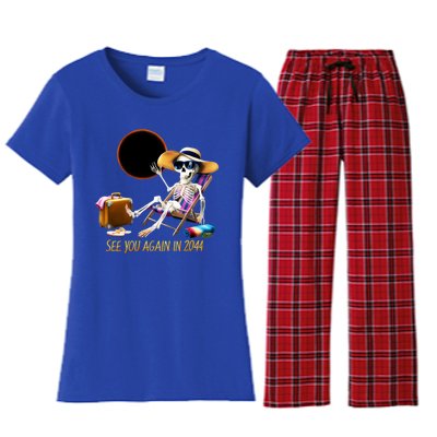 See You Again In 2044 Solar Eclipse Astronomy Lovers Women's Flannel Pajama Set