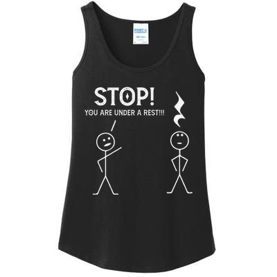 Stop You Are Under A Rest Funny Musician Music Teacher Ladies Essential Tank