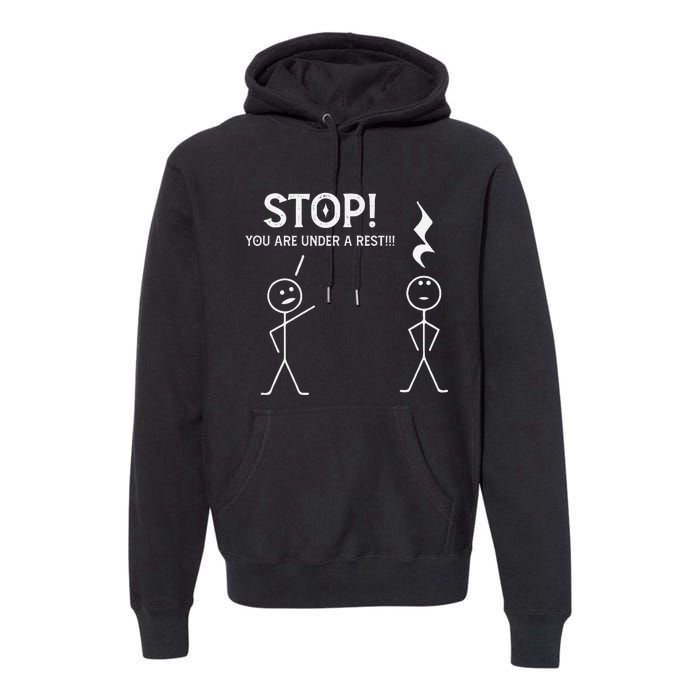 Stop You Are Under A Rest Funny Musician Music Teacher Premium Hoodie