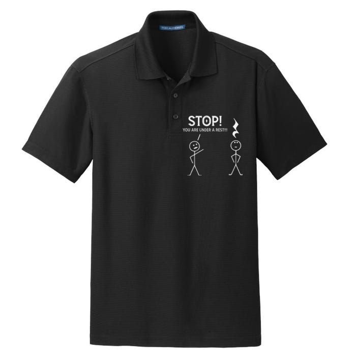 Stop You Are Under A Rest Funny Musician Music Teacher Dry Zone Grid Polo