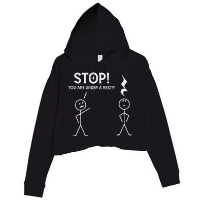 Stop You Are Under A Rest Funny Musician Music Teacher Crop Fleece Hoodie