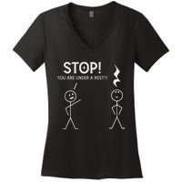 Stop You Are Under A Rest Funny Musician Music Teacher Women's V-Neck T-Shirt