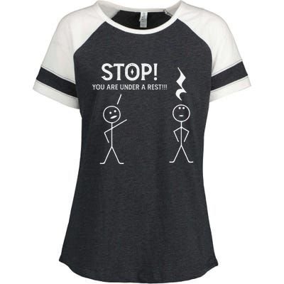 Stop You Are Under A Rest Funny Musician Music Teacher Enza Ladies Jersey Colorblock Tee