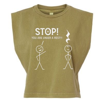 Stop You Are Under A Rest Funny Musician Music Teacher Garment-Dyed Women's Muscle Tee