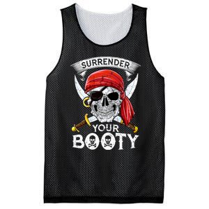 Surrender Your Booty Pirate Skull Funny Jolly Roger Mesh Reversible Basketball Jersey Tank