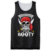 Surrender Your Booty Pirate Skull Funny Jolly Roger Mesh Reversible Basketball Jersey Tank