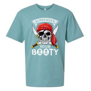 Surrender Your Booty Pirate Skull Funny Jolly Roger Sueded Cloud Jersey T-Shirt