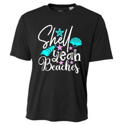 Shell Yeah Beaches Funny Beach Lover Beachcomber Shelling Cooling Performance Crew T-Shirt