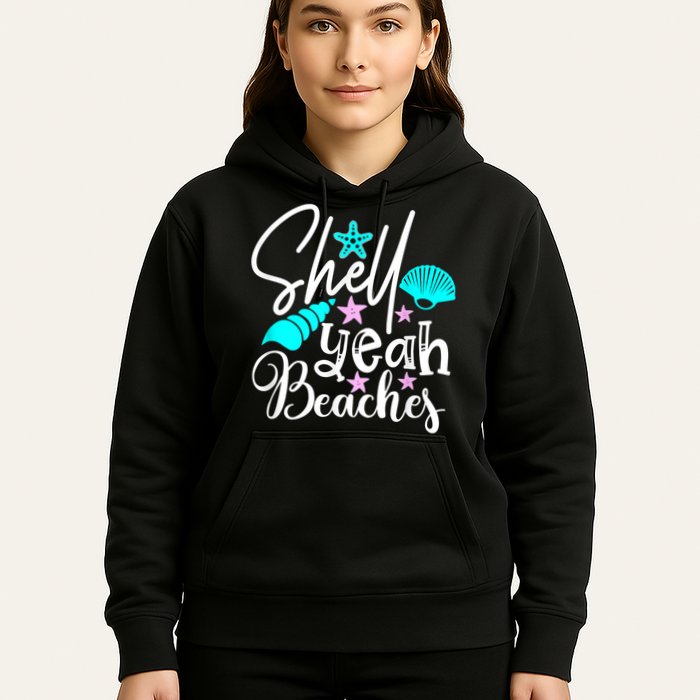 Shell Yeah Beaches Funny Beach Lover Beachcomber Shelling Hoodie