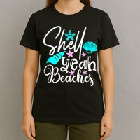 Shell Yeah Beaches Funny Beach Lover Beachcomber Shelling T-Shirt
