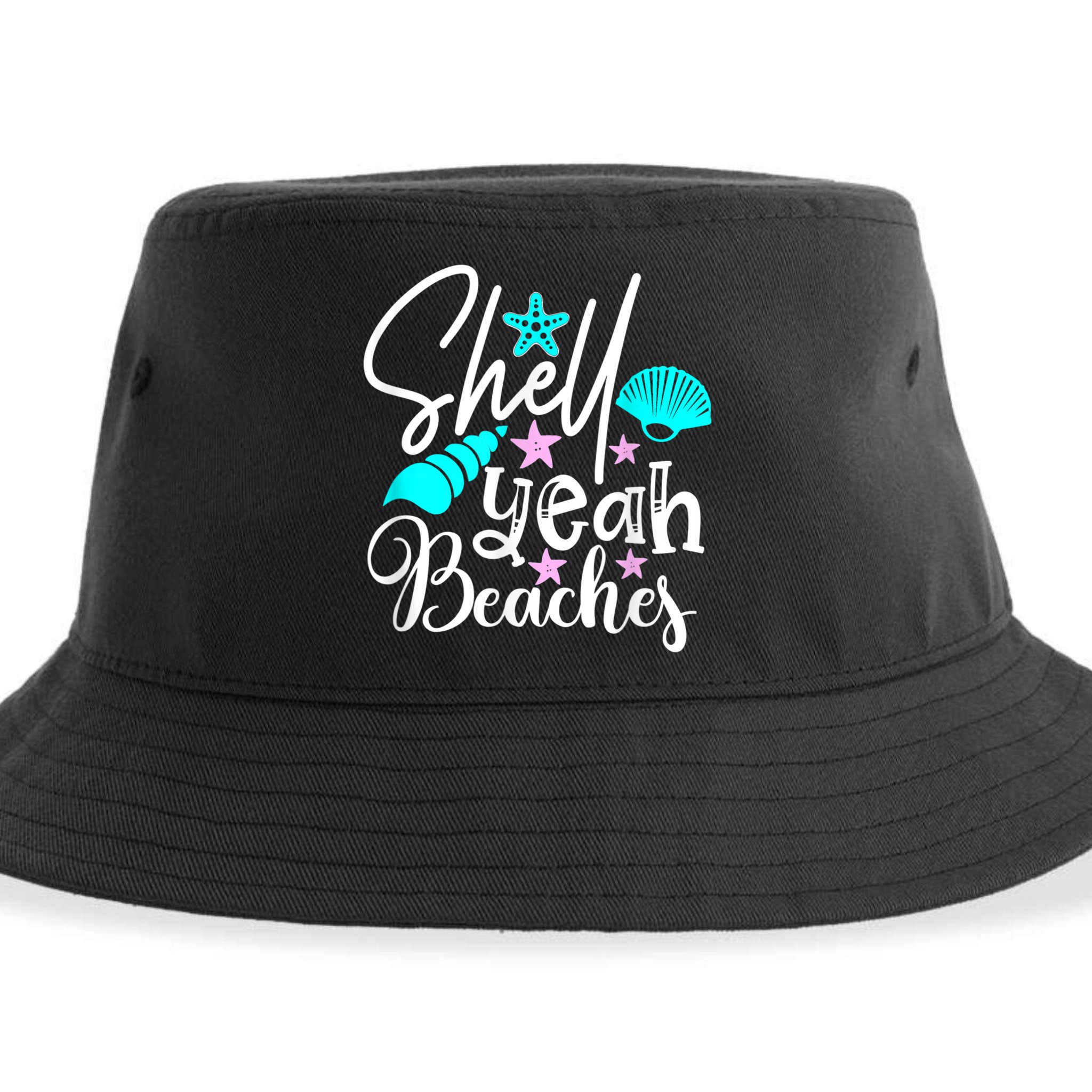 Shell Yeah Beaches Funny Beach Lover Beachcomber Shelling Sustainable Bucket Hat