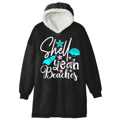 Shell Yeah Beaches Funny Beach Lover Beachcomber Shelling Hooded Wearable Blanket