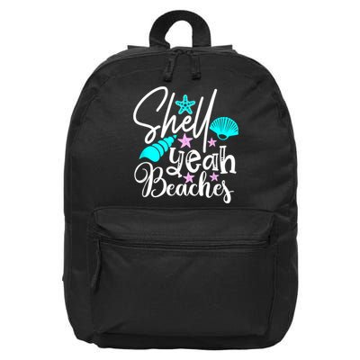 Shell Yeah Beaches Funny Beach Lover Beachcomber Shelling 16 in Basic Backpack