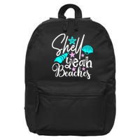 Shell Yeah Beaches Funny Beach Lover Beachcomber Shelling 16 in Basic Backpack